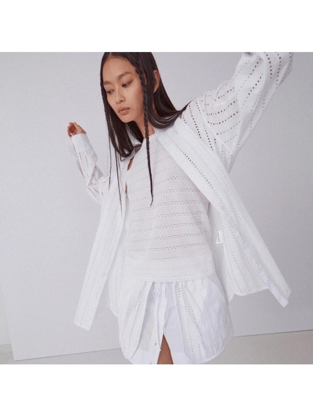 Thakoon White Eyelete Knit Sleeveless Tank